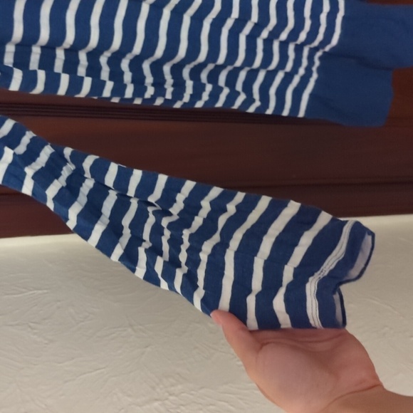 Two by Vince Camuto Blue & Cream Stripe Long Sleeve Open Cardigan Size Large - Picture 4 of 8